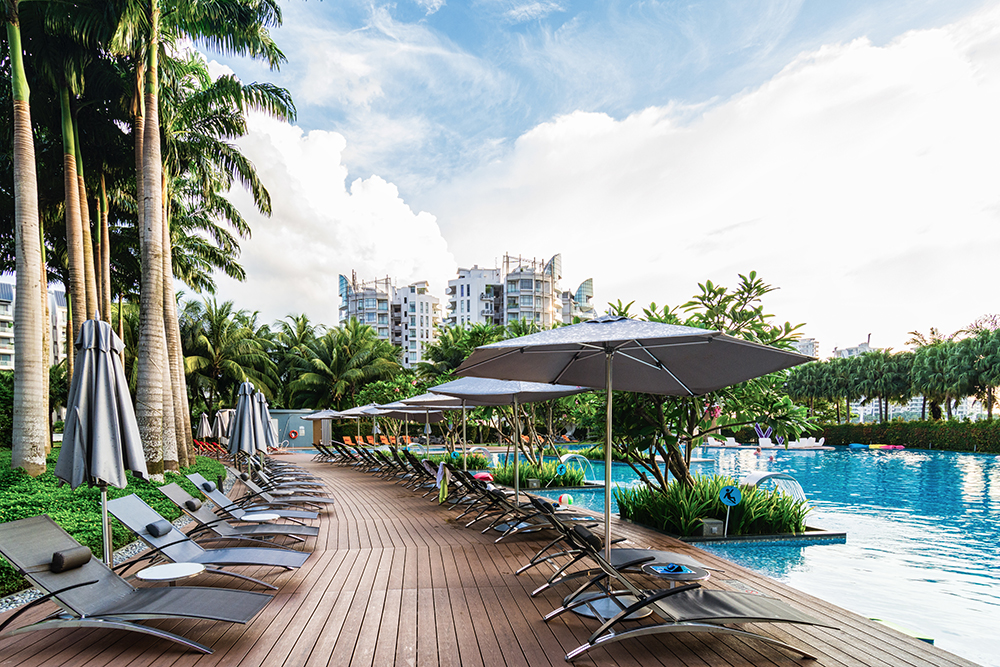 Poolside view at the W Singapore Sentosa Cove