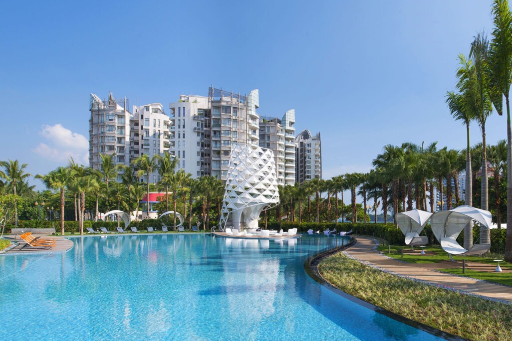 Exterior image of W Singapore hotel with pool in the foreground