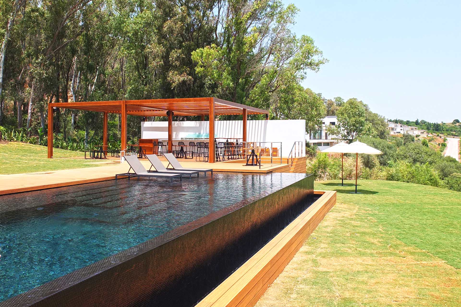 Pool and pergola at El Mirador