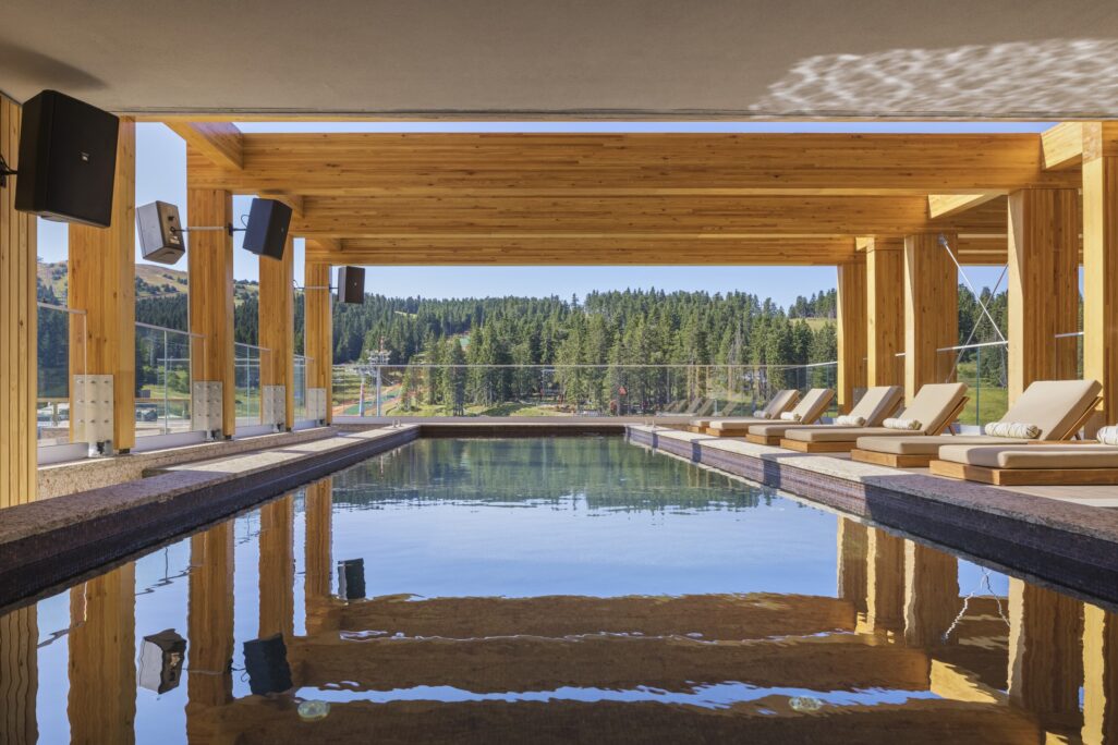 Outdoor lap pool at the Viceroy Kopaonik hotel