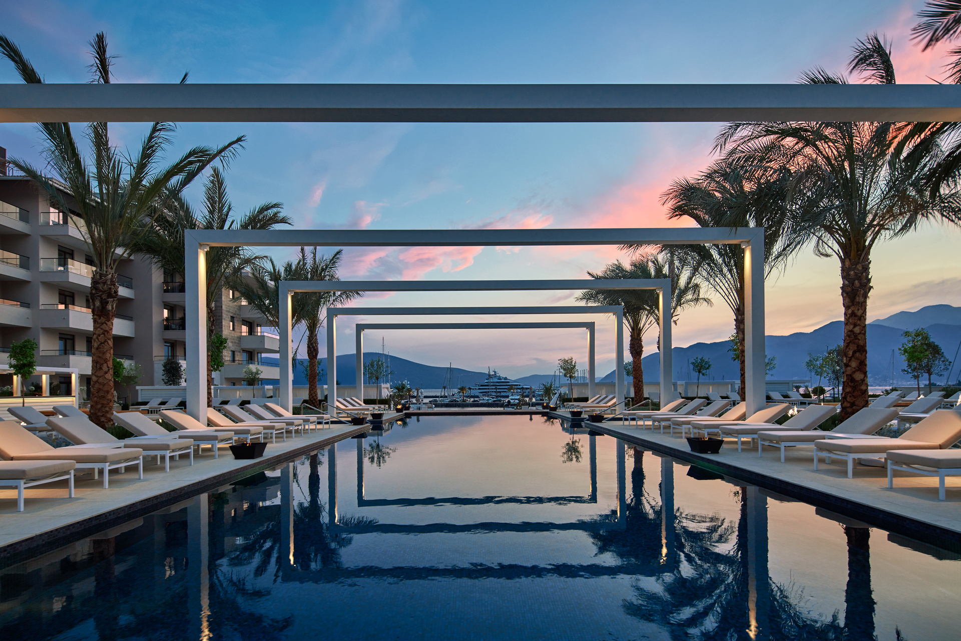 porto montenegro looking across pool