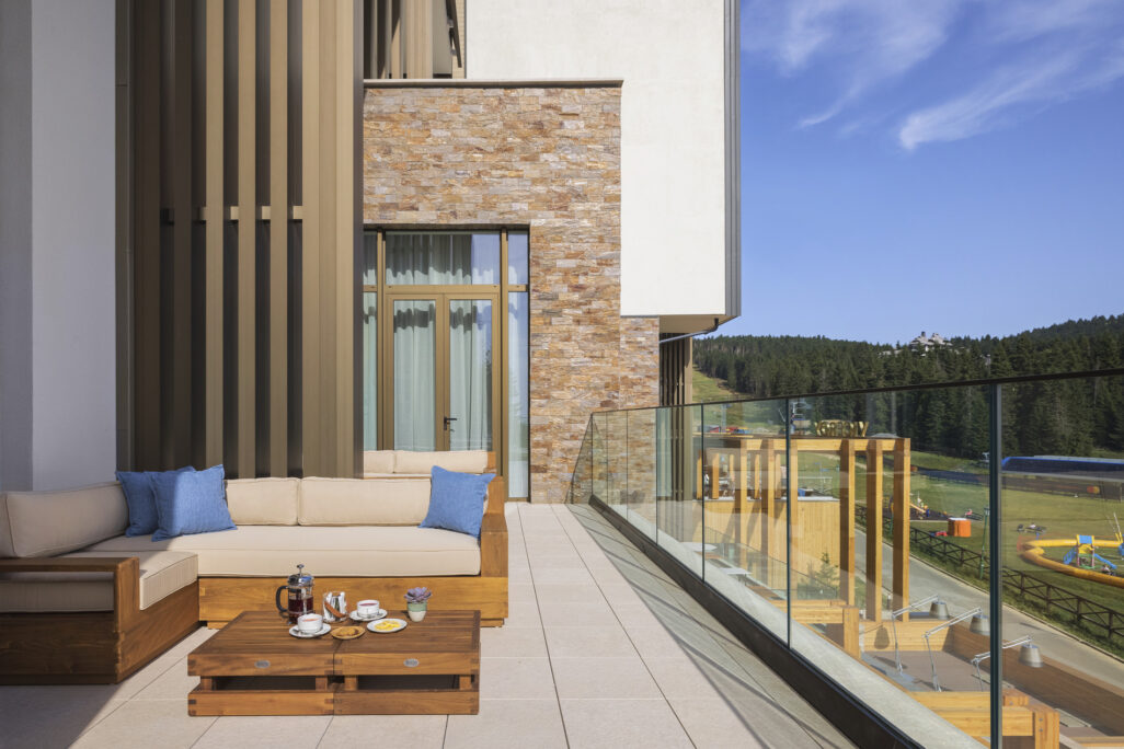 Exterior balcony at Viceroy Kopaonik hotel