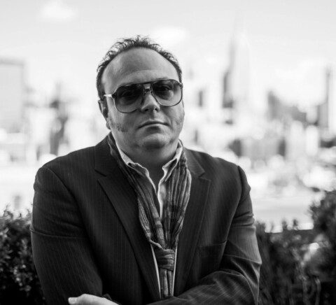 Portrait of Josh Held in black and white