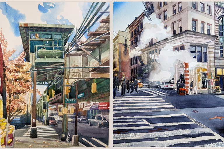 noel cuvin art watercolors new york city