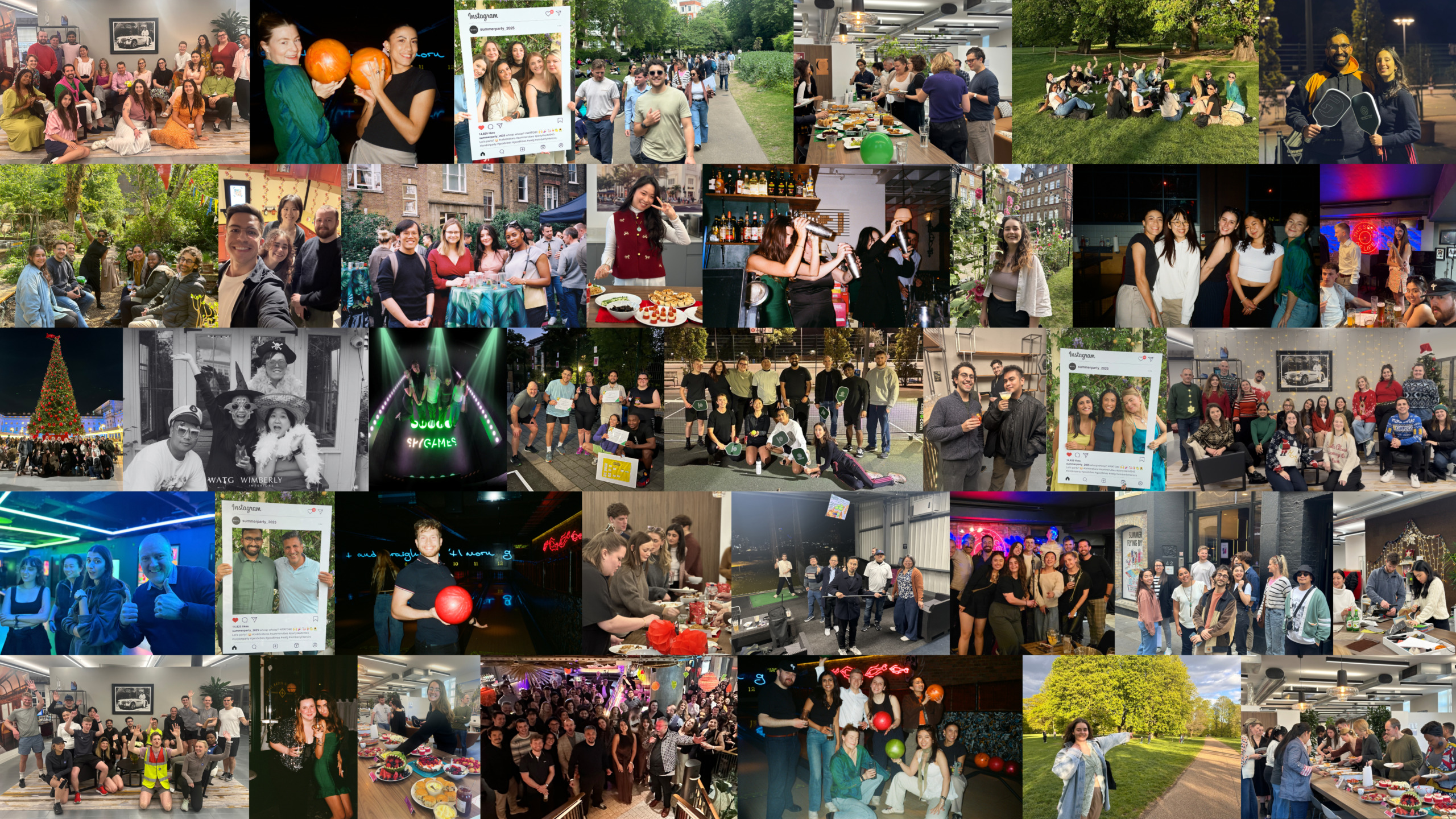 WATG and Wimberly Interiors London staff at company social events including parties, lunches and team activities